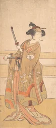Onoe Tamizo jako samurajská žena, ca. 1775 nebo