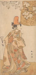 Tomi Segawa Saburo člen Tejie f dcera dívčího stupně člen Hanaho Kazeori eboshi klobouk, únor 1774.