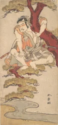Herec Otani Hiroemon III Sledování z větví borovice..., ca. 1775.