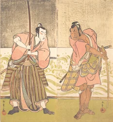 Herec Sakata Hangoro II a herec Matsumoto Koshiro IV, konec 18. století.