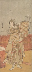 Herec Sawamura Sojuro III Drží kus brokátu, konec 18. století.