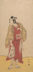Pátý Ichikawa Danjuro jako muž stojící, ca. 1775.