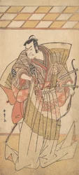 První Nakamura Nakazo jako muž vysoké hodnosti oblečený v Naga-Bakama, ca. 1781.