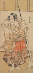 První Onoe Kikugoro jako rozhněvaný muž, ca. 1772.