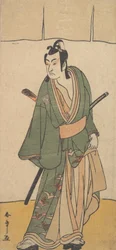 Druhý Ichikawa Monnosuke v roli Soga no Juro Sukenari, druhý měsíc, 1785.