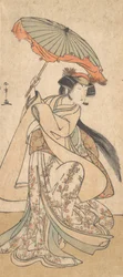 Třetí Segawa Kikunojo jako žena tančící v aktu Shosa, ca. 1785