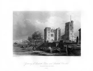 Lambethský palác a kostel, Lambeth, 1850