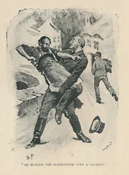 Vrhl kováře přes parapet, 1892