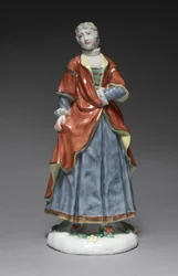 Italská komediální figurka: Isabella, kolem roku 1753 (porcelán se smaltovaným zdobením)