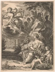 Flora v zahradě Titulní strana pro: Tielman van Bracht, Tuingedagten. V šesti kurzech, 1754