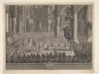 Sňatek Karla Christiana van Nassau-Weilburga s princeznou Karolínou, 1760 Vyobrazení slavnostního svatebního obřadu (...) prince van Nassau Weilburg s (...) Carolina van Oranje & Nassau se konalo ve středu 5. března 1760 v Groote Kerk v G.