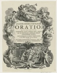 Minerva lauwert een jongeman met bul Název stránky: J.G. Slegt, Orace, ve které se tvrdí, že Nimrod je falešně otcem Niny (...), 1747