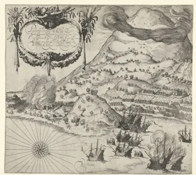 Vítězství Holanďanů nad Portugalci na Tidore (levý obrázek), 1605