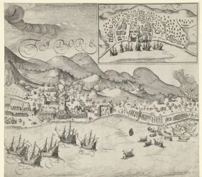 Vítězství Holanďanů nad Portugalci na Tidore (pravý obrázek), 1605