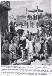 Constantine prohlásil císaře v Yorku, 306 n. l., ilustrace z „Hutchinsonových dějin národů“, kolem roku 1910