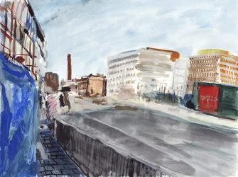 Garratt Lane, Wandsworth, 2019 (akvarel a kvaš na papíře)