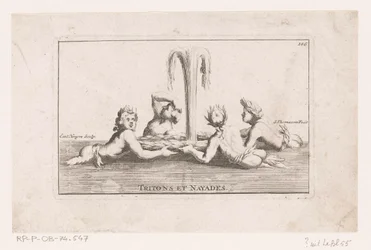 Fonteinsculptuur van tritonen en naïaden Tritony a Nayady. (název na objektu) Sbírka soch, skupin, fontán, termínů, váz a dalších nádherných ozdob zámku a parku ve Versailles (název série)