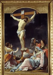 Obraz Ukřižování od Simona Voueta (1590-1649) Slunce ze 17. století. 2,16x1,46 m Lyon, Musee des Beaux Arts