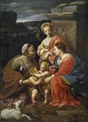 Panna a dítě s Janem Křtitelem jako chlapec, Svatá Alžběta a Svatá Kateřina - Vouet, Simon (1590-1649) - 1625-1626 - Olej na plátně - 182x130 - Museo del Prado, Madrid