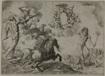 Jupiter, Neptun a Pluto nabízejí své koruny do náručí kardinála Borghese