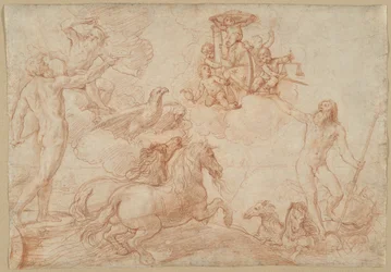 Jupiter, Neptun a Pluto vzdávají hold erbu kardinála Borghese