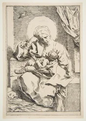 Madonna a dítě s ptákem, ca. 1635-1636.