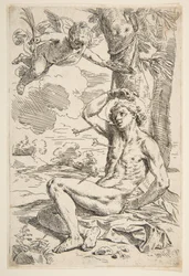 Svatý Sebastián probodnutý šípy a přivázaný ke stromu, ca. 1639.