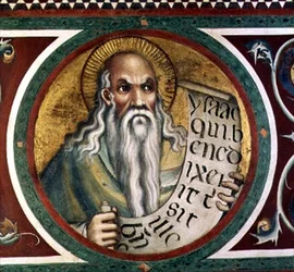 Maesta: Isaac, detail z rámu
