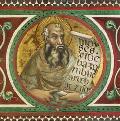 Maesta: Mojžíš, detail z rámu
