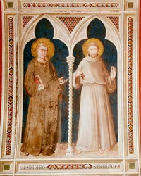 Freska svatého Antonína Paduánského a svatého Františka z Assisi od Simone Martini (asi 1284-1344) Rozměr 215x185 cm Assisi, bazilika San Francesco, Dolní kostel Itálie