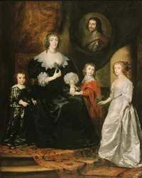 Portrét vdovy po vévodovi z Buckinghamu a jejích dětí, 1633.