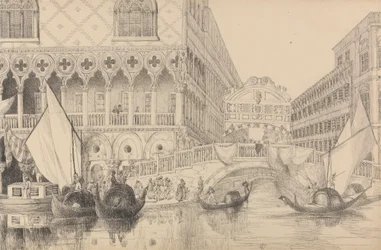 Album 30 pohledů v Tyrolsku a Itálii: Most vzdechů a část Dóžecího paláce 10. listopadu 1840