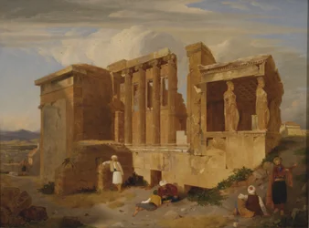 Erechtheum, Atény, s postavami v popředí
