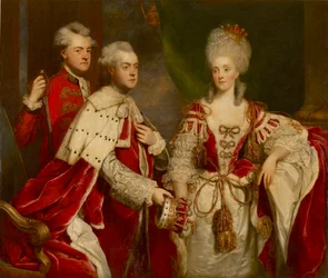George, 2. hrabě Harcourt, jeho manželka Elizabeth a bratr William, 1780