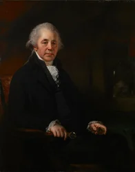 Portrét Matthew Boulton, držící vzorek minerálu.