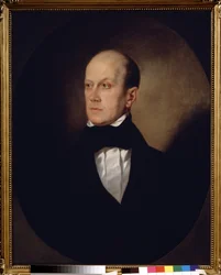 Portrét ruského spisovatele a filozofa Piotra Jakovleviče Čaadajeva (Čaadajev nebo Čaadajev) (1794-1856)"" Obraz Sandora Koziny (1808-1873) 1848 Státní historické muzeum, Moskva