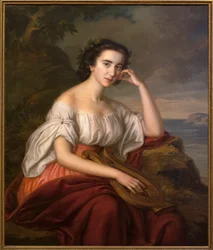 Sapfó. Obraz Soma Orlay Petrich (1822-1880), olej na plátně, kolem roku 1860. Maďarské umění
