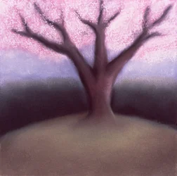 Rozkvetlý strom (pastel na ručním papíře)
