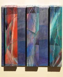 Mágové, 2007 (deska, pigment, stříbrné zlacení, textil, mramorový prach, textura, pryskyřice)
