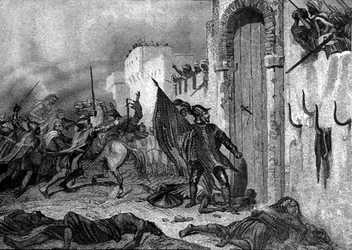 Armáda Carlose V. Španělska (1500-58) v severní Africe, kolem 1535 (rytina)