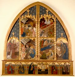 Katalánský oltář, 145080 (tempera a plátkové zlato na panelu)
