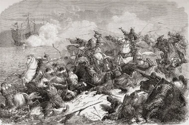 Čínský pokus o invazi do Japonska ve 13. století, vyd. 1878 (tisk)