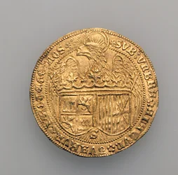 Double excelente Ferdinanda II. Aragonského (1452-1516) a Isabely Kastilské (1451-1504), sevillská mincovna, 1475 (zlato) (viz 168057)