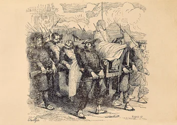 První carlist válka (1833-1840): Carlist General Tomas Zumalacarregui (1788-1835) zranění během obléhání Bilbaa