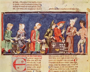 Fol.65v Výrobci kostek, z Knihy her, šachy, kostky a desky, 1282