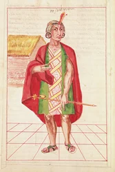 Ilustrace z „Historie a královské genealogie peruánských králů Inků, jejich činy, zvyky, kostýmy a způsob vlády“, známé jako Codice Murua