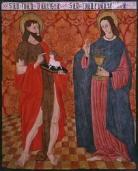 Svatý Jan Křtitel a svatý Jan Evangelista, deska z kostela San Andres of Tortura, konec 15. století - začátek 16. století (malované dřevo)