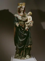 Panna a dítě, konec 14. století (malované dřevo)