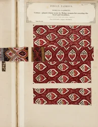 Vzorek bavlněného glazovaného chintzu z Poonary, zakoupený v Madrásu, ze sbírky The Collection of the Textile Manufacturers of India od Johna Forbese Watsona, vydané v roce 1866.
