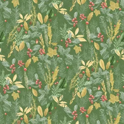 Holiday holly pattern dark, 2021 (grafitová tužka a digitální tisk)
